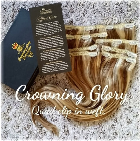 Clip in hair top extensions quad weft